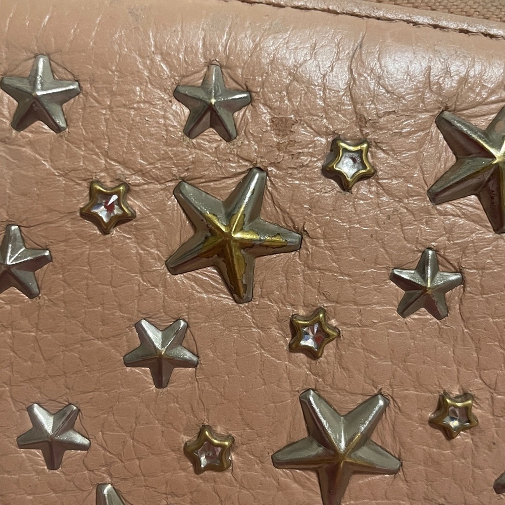 Jimmy Choo Studded Peach Leather Wallet - Picture 3 of 13